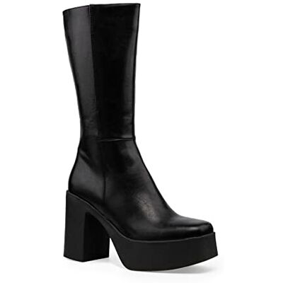 LMF 1215 - Black PU Wide Fit LAMODA Vanishing Gruby Knee Wysokie buty kolanowe, EU 37, Czarny Zamsz, 37 EU LMF 1215 - Black PU Wide Fit LAMODA Vanishing Gruby Knee Wysokie buty kolanowe, EU 37, Czarny Zamsz, 37 EU