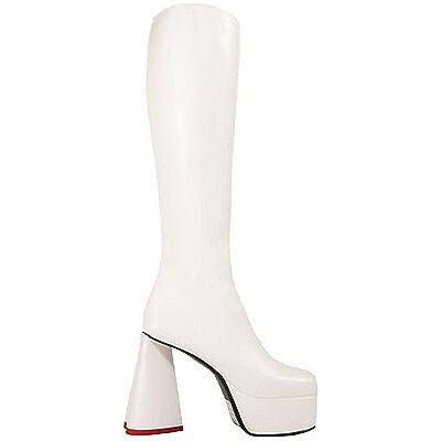 LMF 3313 Lamoda Damskie buty Sweet Talker do kolan, Biały Pu, 40 EU LMF 3313 Lamoda Damskie buty Sweet Talker do kolan, Biały Pu, 40 EU
