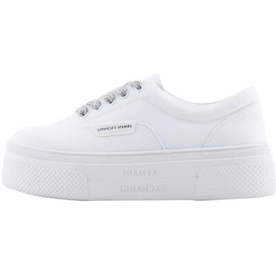 XDX144 Armani Exchange Damskie buty sportowe James, Sustainable Canvas, Platform Sneaker, Op. White, 38,5 EU, Op White, 38.5 EU XDX144 Armani Exchange Damskie buty sportowe James, Sustainable Canvas, Platform Sneaker, Op. White, 38,5 EU, Op White, 38.5 EU