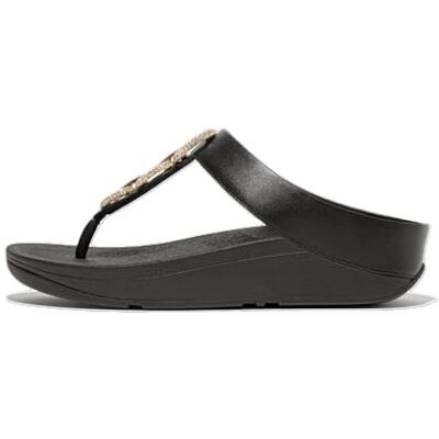 HX2-001-7 Fitflop Damskie sandały Fino ze skóry z łańcuszkiem, Czarny, 41 EU HX2-001-7 Fitflop Damskie sandały Fino ze skóry z łańcuszkiem, Czarny, 41 EU