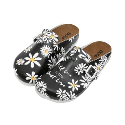 dgs022-wcm010-41 DOGO Femme Cuir Vegan Noir Chaussons Sandały Mode Décontractées Wygodne Faites à la Main, Self Love is the Best Love Motif, Wielobarwny, 41 EU dgs022-wcm010-41 DOGO Femme Cuir Vegan Noir Chaussons Sandały Mode Décontractées Wygodne Faites à la Main, Self Love is the Best Love Motif, Wielobarwny, 41 EU