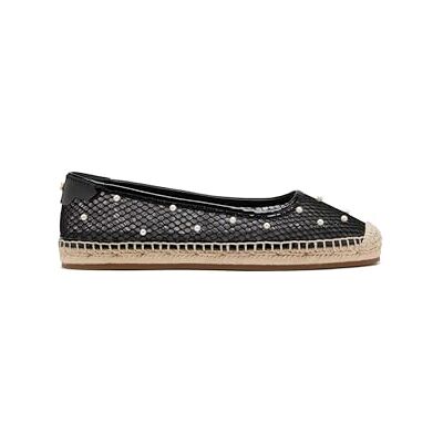 KL976 Kate Spade New York Espadryle damskie, wzór sieci rybackiej z perłami, płaskie baletki KL976 Kate Spade New York Espadryle damskie, wzór sieci rybackiej z perłami, płaskie baletki