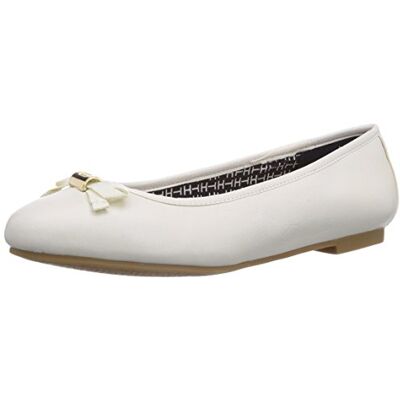 FW56818857_WHISPER WHITE 121 Tommy Hilfiger Amy 8A, damskie baleriny, Biały szept biały 121, 8.5 UK FW56818857_WHISPER WHITE 121 Tommy Hilfiger Amy 8A, damskie baleriny, Biały szept biały 121, 8.5 UK