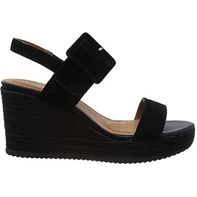 D35GVB00021 Geox Dziewczęce D Ponza espadryle Wedge sandały, czarny, 40 EU D35GVB00021 Geox Dziewczęce D Ponza espadryle Wedge sandały, czarny, 40 EU