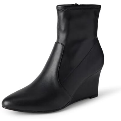 AEWM43999_Black Faux Leather Amazon Essentials Kobiety Aewm43999Botki na koturnie AEWM43999_Black Faux Leather Amazon Essentials Kobiety Aewm43999Botki na koturnie