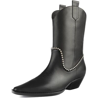 B_LETIR_BLACK_36 L37 HANDMADE SHOES Damskie botki I kowbojki ze skóry naturalnej I Ręcznie wykonane buty I Unikalny styl I Let It Rain Western Boot, czarny, 36 EU B_LETIR_BLACK_36 L37 HANDMADE SHOES Damskie botki I kowbojki ze skóry naturalnej I Ręcznie wykonane buty I Unikalny styl I Let It Rain Western Boot, czarny, 36 EU