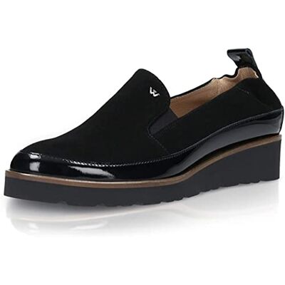4600871-39 Wojas Loafersy Damskie, Półbuty ze skóry Welurowej i Lakierowanej, Eleganckie Buty na Koturnie Czarne 46008-71 4600871-39 Wojas Loafersy Damskie, Półbuty ze skóry Welurowej i Lakierowanej, Eleganckie Buty na Koturnie Czarne 46008-71