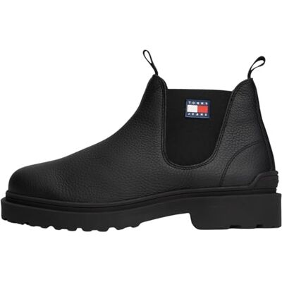 EM0EM01670 Tommy Jeans Męskie TJM Chelsea Leather WL niskie kozaki, czarne (czarne), 44 EU, Czarny, 43 EU EM0EM01670 Tommy Jeans Męskie TJM Chelsea Leather WL niskie kozaki, czarne (czarne), 44 EU, Czarny, 43 EU