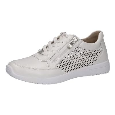 DF-6PK800SS-18STR-28-Q-GRY CAPRICE Damskie sneakersy płaskie ze skóry z zamkiem błyskawicznym, White Nappa, 37 EU DF-6PK800SS-18STR-28-Q-GRY CAPRICE Damskie sneakersy płaskie ze skóry z zamkiem błyskawicznym, White Nappa, 37 EU