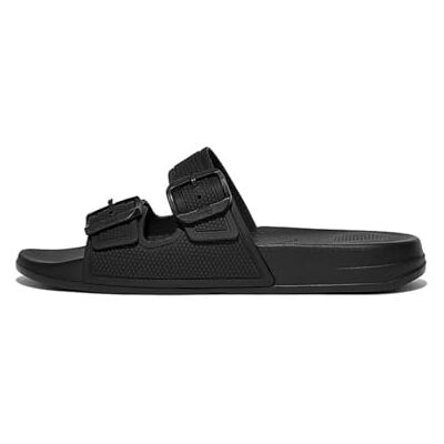 FD2-090-050 Fitflop Damskie sandały IquLeishouer Two-Bar Buckle Slides, Cały czarny, 38 EU FD2-090-050 Fitflop Damskie sandały IquLeishouer Two-Bar Buckle Slides, Cały czarny, 38 EU