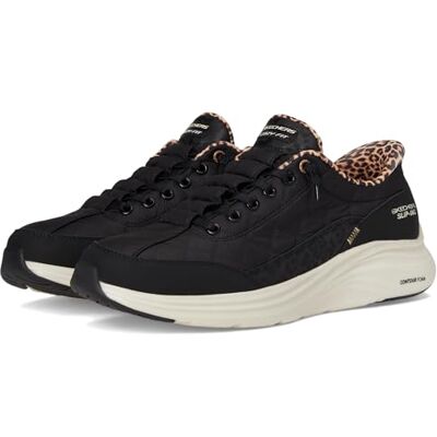 150419 Skechers Kobiety CONTOUR FOAM LEOPARD DREAM buty treningowe, Black Mesh/Duraleather/Leather/Leopard Trim, 40.5 EU 150419 Skechers Kobiety CONTOUR FOAM LEOPARD DREAM buty treningowe, Black Mesh/Duraleather/Leather/Leopard Trim, 40.5 EU