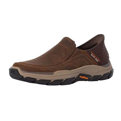 204810 Skechers Męski Wsuwane Skórzane Buty Sportowe, Brown, 41.5 EU 204810 Skechers Męski Wsuwane Skórzane Buty Sportowe, Brown, 41.5 EU