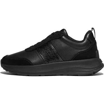 E1Z-090 Fitflop F-FMode Flow Sequin Suede/Leather Flatform Sneakersy damskie, czarny, 39 EU E1Z-090 Fitflop F-FMode Flow Sequin Suede/Leather Flatform Sneakersy damskie, czarny, 39 EU