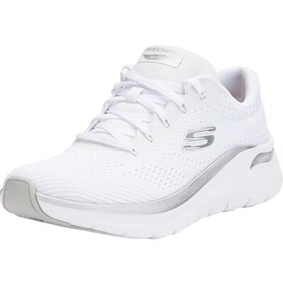 150067 Skechers Damskie buty Arch Fit 2.0 Glow The DistanceSneaker, Biała siatka srebrne wykończenie, 38.5 EU 150067 Skechers Damskie buty Arch Fit 2.0 Glow The DistanceSneaker, Biała siatka srebrne wykończenie, 38.5 EU