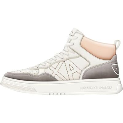 XDZ024 Armani Exchange Damskie buty sportowe Seattle, zamszowe detale, wyhaftowane logo, High Top Sneaker, Off White+ Rose + Taupe, 37,5 EU, Off White Rose Taupe, 37.5 EU XDZ024 Armani Exchange Damskie buty sportowe Seattle, zamszowe detale, wyhaftowane logo, High Top Sneaker, Off White+ Rose + Taupe, 37,5 EU, Off White Rose Taupe, 37.5 EU