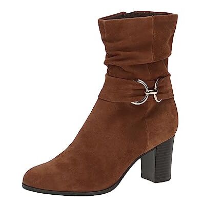9-25328-41 CAPRICE Botki szerokość G, Cognac Suede, 38.5 EU 9-25328-41 CAPRICE Botki szerokość G, Cognac Suede, 38.5 EU