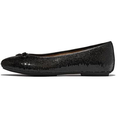E3H-001 Fitflop Damskie płaskie baleriny z cekinami, Czarny, 9 UK Narrow E3H-001 Fitflop Damskie płaskie baleriny z cekinami, Czarny, 9 UK Narrow