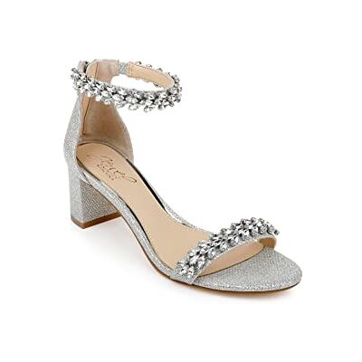 JW3344-48-9 M US Jewel Badgley Mischka Damskie sandały na obcasie brązowe, Tkanina srebrna 39 EU JW3344-48-9 M US Jewel Badgley Mischka Damskie sandały na obcasie brązowe, Tkanina srebrna 39 EU