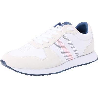 FM0FM05122 Tommy Hilfiger Męski bieżnik Evo Mix Stitch Mid Top, biały, 7.5 UK FM0FM05122 Tommy Hilfiger Męski bieżnik Evo Mix Stitch Mid Top, biały, 7.5 UK