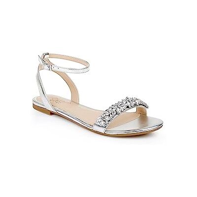 JW3908-046 Jewel Badgley Mischka Damskie sandały płaskie Ohara, Srebrny 37.5 EU JW3908-046 Jewel Badgley Mischka Damskie sandały płaskie Ohara, Srebrny 37.5 EU