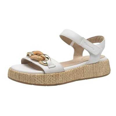 8-88729-44 Tamaris Comfort damskie sandały płaskie ze skóry na platformie, biały, 39 EU 8-88729-44 Tamaris Comfort damskie sandały płaskie ze skóry na platformie, biały, 39 EU