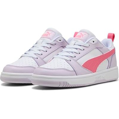 393833 PUMA Rebound V6 LO JR, sneakers, Lilac Frost-Magic Rose White, 37 EU, Wielokolorowy, 37 EU 393833 PUMA Rebound V6 LO JR, sneakers, Lilac Frost-Magic Rose White, 37 EU, Wielokolorowy, 37 EU
