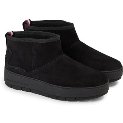 FW0FW07662 Tommy Hilfiger Damskie buty zimowe Cool Suede Low Boot, Czarny, 39 EU FW0FW07662 Tommy Hilfiger Damskie buty zimowe Cool Suede Low Boot, Czarny, 39 EU