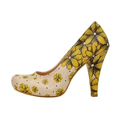 dghh016-3002 DOGO Kobiety Wegańska Skóra Beżowa Wysokie Obcasy Call Me Daisy Motif-39, beżowy, 39 EU dghh016-3002 DOGO Kobiety Wegańska Skóra Beżowa Wysokie Obcasy Call Me Daisy Motif-39, beżowy, 39 EU