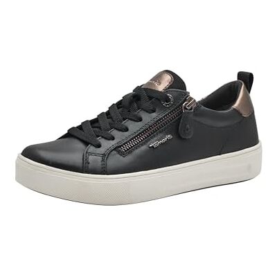 8-83707-42 TAMARIS Comfort damskie płaskie buty sportowe z zamkiem błyskawicznym, czarne, rozmiar 37 EU, czarny, 37 eu 8-83707-42 TAMARIS Comfort damskie płaskie buty sportowe z zamkiem błyskawicznym, czarne, rozmiar 37 EU, czarny, 37 eu