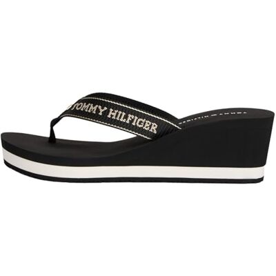 FW0FW08858 Tommy Hilfiger Damskie klapki WEDGE Summer Sandal , czarne (czarne), 7, Czarny, 41 EU FW0FW08858 Tommy Hilfiger Damskie klapki WEDGE Summer Sandal , czarne (czarne), 7, Czarny, 41 EU