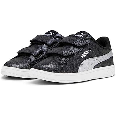 39468603 PUMA Damskie trampki Smash 3,0 L Glitter Velcro V Ps, Puma Czarny PUMA Srebrny PUMA Biały, 1 UK Child 39468603 PUMA Damskie trampki Smash 3,0 L Glitter Velcro V Ps, Puma Czarny PUMA Srebrny PUMA Biały, 1 UK Child
