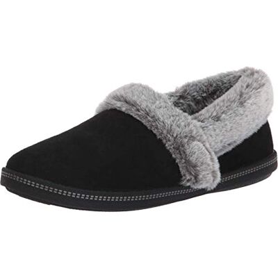 32777-BLK Skechers COZY CAMPFIRE TEAM TOASTY, damskie kapcie Low-Top, Czarna mikrofibra zamszowa linia sztucznego futra, 37.5 EU 32777-BLK Skechers COZY CAMPFIRE TEAM TOASTY, damskie kapcie Low-Top, Czarna mikrofibra zamszowa linia sztucznego futra, 37.5 EU