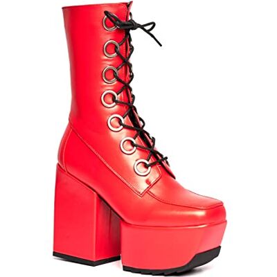 LMF 1859 - Red Pu LAMODA Buty damskie Mutual Agreement Mid Calf Boot, czerwony PU, 36 EU LMF 1859 - Red Pu LAMODA Buty damskie Mutual Agreement Mid Calf Boot, czerwony PU, 36 EU