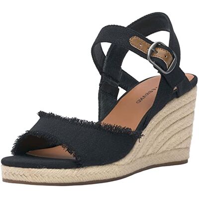LK-MINDRA-001 Lucky Brand Damskie sandały mindra klin espadryle, czarny, 35.5 EU Large LK-MINDRA-001 Lucky Brand Damskie sandały mindra klin espadryle, czarny, 35.5 EU Large