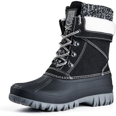 ZHUOMA FREE SOLDIER Wodoszczelne zimowe śniegowce dla kobiet, moda outdoorowa, kacze, wygodne, izolowane, czarny, 40 EU ZHUOMA FREE SOLDIER Wodoszczelne zimowe śniegowce dla kobiet, moda outdoorowa, kacze, wygodne, izolowane, czarny, 40 EU