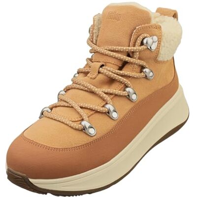 E4U-A69 Fitflop F-mode Teddy kołnierz ciepłe damskie modne buty w kolorze czarnym, Pustynna opalenizna, 42 EU E4U-A69 Fitflop F-mode Teddy kołnierz ciepłe damskie modne buty w kolorze czarnym, Pustynna opalenizna, 42 EU