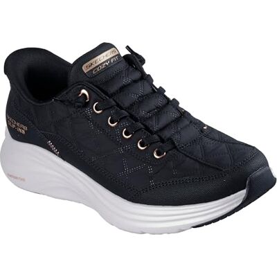150413 BKRG Skechers Damskie buty sportowe Contour Foam Golden HourSneaker, Czarna siatka Duraleather skórzane różowe złoto wykończenie, 37.5 EU 150413 BKRG Skechers Damskie buty sportowe Contour Foam Golden HourSneaker, Czarna siatka Duraleather skórzane różowe złoto wykończenie, 37.5 EU