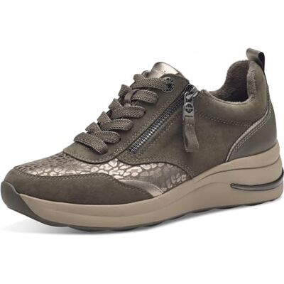 8-83714-43 Tamaris Comfort damskie sneakersy płaskie ze sznurowadłami z zamkiem błyskawicznym, szarobrązowy, 40 EU 8-83714-43 Tamaris Comfort damskie sneakersy płaskie ze sznurowadłami z zamkiem błyskawicznym, szarobrązowy, 40 EU