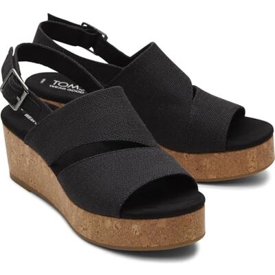 10020765 TOMS Damskie sandały Claudine na koturnie, czarne melanż tkane, 39 EU, Czarny melanż tkany, 38.5 EU 10020765 TOMS Damskie sandały Claudine na koturnie, czarne melanż tkane, 39 EU, Czarny melanż tkany, 38.5 EU