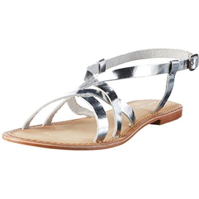 10172984_Silver Vero Moda Vmvina skórzane sandały damskie z paskiem na kostkę., Szary Srebrny 40 EU 10172984_Silver Vero Moda Vmvina skórzane sandały damskie z paskiem na kostkę., Szary Srebrny 40 EU