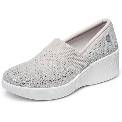 158705-LGSL Skechers Damskie molo Martha Stewart Lite Reflection, Jasnoszary srebrny, 7 158705-LGSL Skechers Damskie molo Martha Stewart Lite Reflection, Jasnoszary srebrny, 7