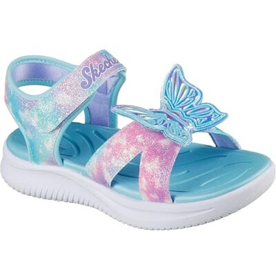 303109L AQMT Skechers Sandały Jumpsters Butterfly Brites, Płaskie Sandały dla niemowląt i dziewczynek, Niebieski, 21 EU 303109L AQMT Skechers Sandały Jumpsters Butterfly Brites, Płaskie Sandały dla niemowląt i dziewczynek, Niebieski, 21 EU