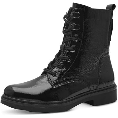8-85107-43 Tamaris COMFORT damskie botki sznurowane, z zamkiem błyskawicznym, na jesień, czarny lakierowany, 37 EU 8-85107-43 Tamaris COMFORT damskie botki sznurowane, z zamkiem błyskawicznym, na jesień, czarny lakierowany, 37 EU