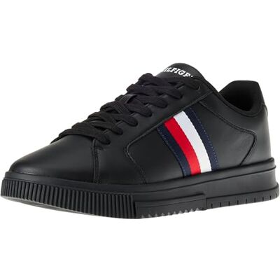 FM0FM04895 Tommy Hilfiger Supercup LTH Stripes Ess Sneaker męskie sneakersy, Czarny, 40 EU FM0FM04895 Tommy Hilfiger Supercup LTH Stripes Ess Sneaker męskie sneakersy, Czarny, 40 EU