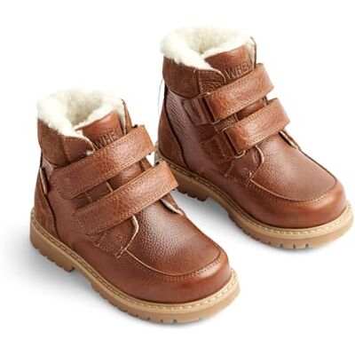 WF351i Wheat Dziecięce buty zimowe Stewie Velcro Tex, 80% skóra, 20% zamsz, oddychające, wodoodporne buty śnieżne, 9002 Koniak, 28 EU WF351i Wheat Dziecięce buty zimowe Stewie Velcro Tex, 80% skóra, 20% zamsz, oddychające, wodoodporne buty śnieżne, 9002 Koniak, 28 EU