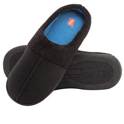 71HE670011008XL Hanes Męskie kapcie dom buty mokasyny komfort pianka zapamiętująca kształt wewnątrz świeże Iq, Czarny niebieski, X-Large 71HE670011008XL Hanes Męskie kapcie dom buty mokasyny komfort pianka zapamiętująca kształt wewnątrz świeże Iq, Czarny niebieski, X-Large