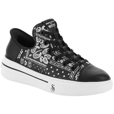 186002 Skechers Damskie buty Snoop Dogg: Snoop One-Double G bez użycia rąk wsuwane trampki, Czarny, biały, 38.5 EU 186002 Skechers Damskie buty Snoop Dogg: Snoop One-Double G bez użycia rąk wsuwane trampki, Czarny, biały, 38.5 EU