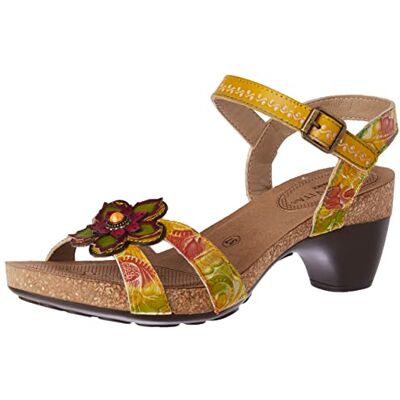 LANO 01 LAURA VITA Damskie sandały Heeled, Jaune, 36 EU LANO 01 LAURA VITA Damskie sandały Heeled, Jaune, 36 EU