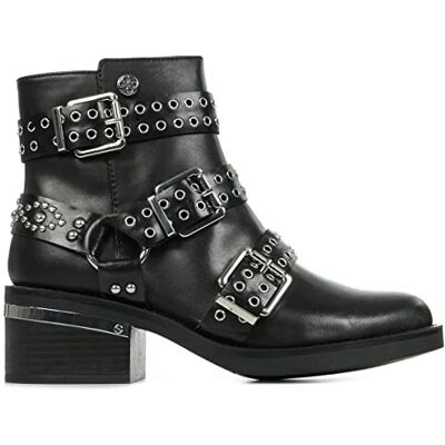 FL7FFIELE10BLACK Guess Damskie botki Fifii botki ze skóry połączenie eleganckie czas wolny Uni czarne srebrne klamry zamek błyskawiczny, czarny, 39 eu FL7FFIELE10BLACK Guess Damskie botki Fifii botki ze skóry połączenie eleganckie czas wolny Uni czarne srebrne klamry zamek błyskawiczny, czarny, 39 eu