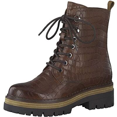 2-2-25219-25 MARCO TOZZI Damskie skórzane buty sznurowane, Cognac Croco 40 EU 2-2-25219-25 MARCO TOZZI Damskie skórzane buty sznurowane, Cognac Croco 40 EU